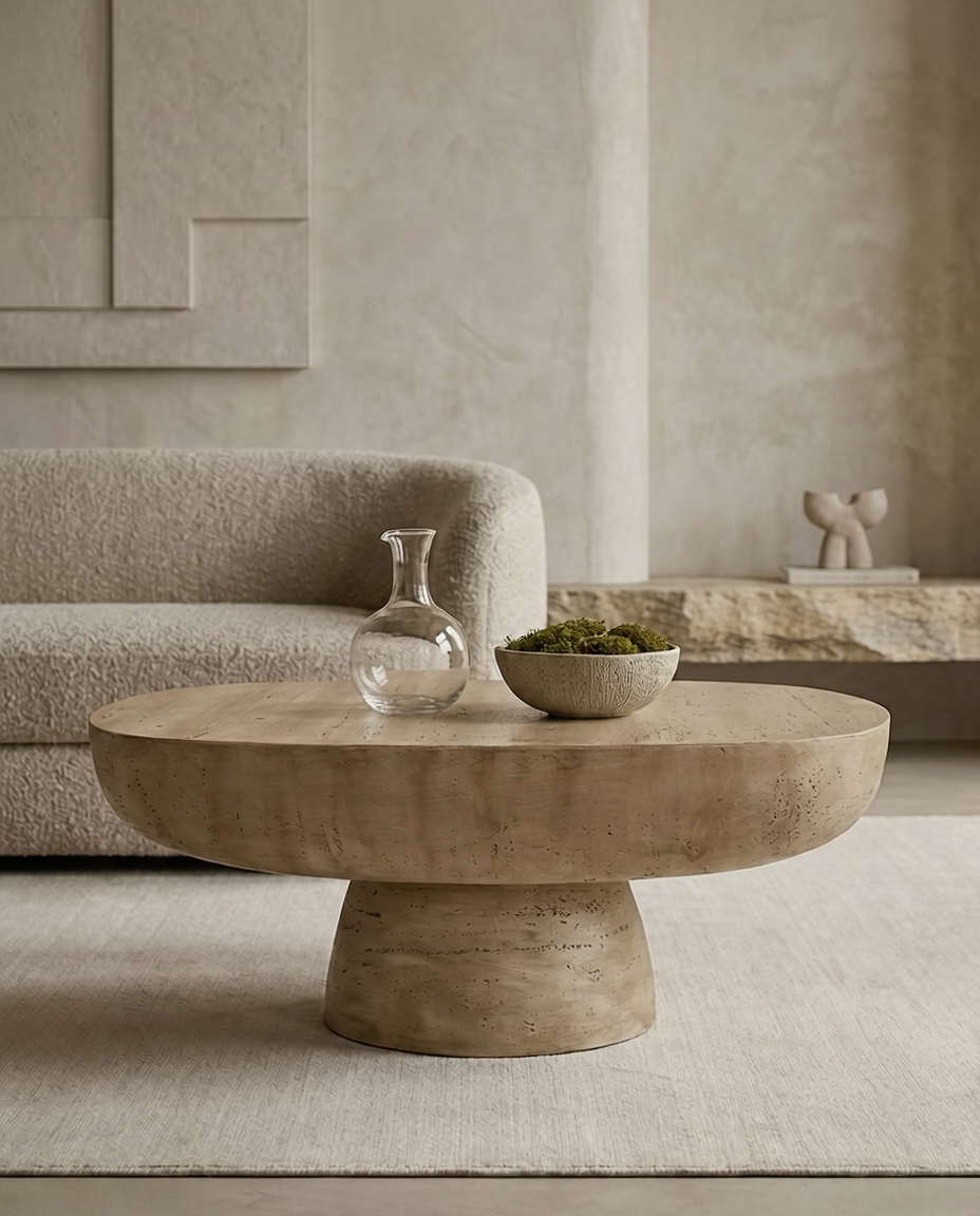 CREAM OVAL COFFEE TABLE