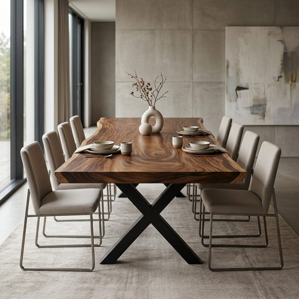 SOLID WOOD ACACIA 10 SEATER DINING TABLE
