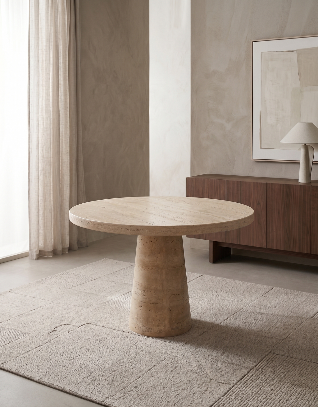 CREAM ROUND  DINING TABLE