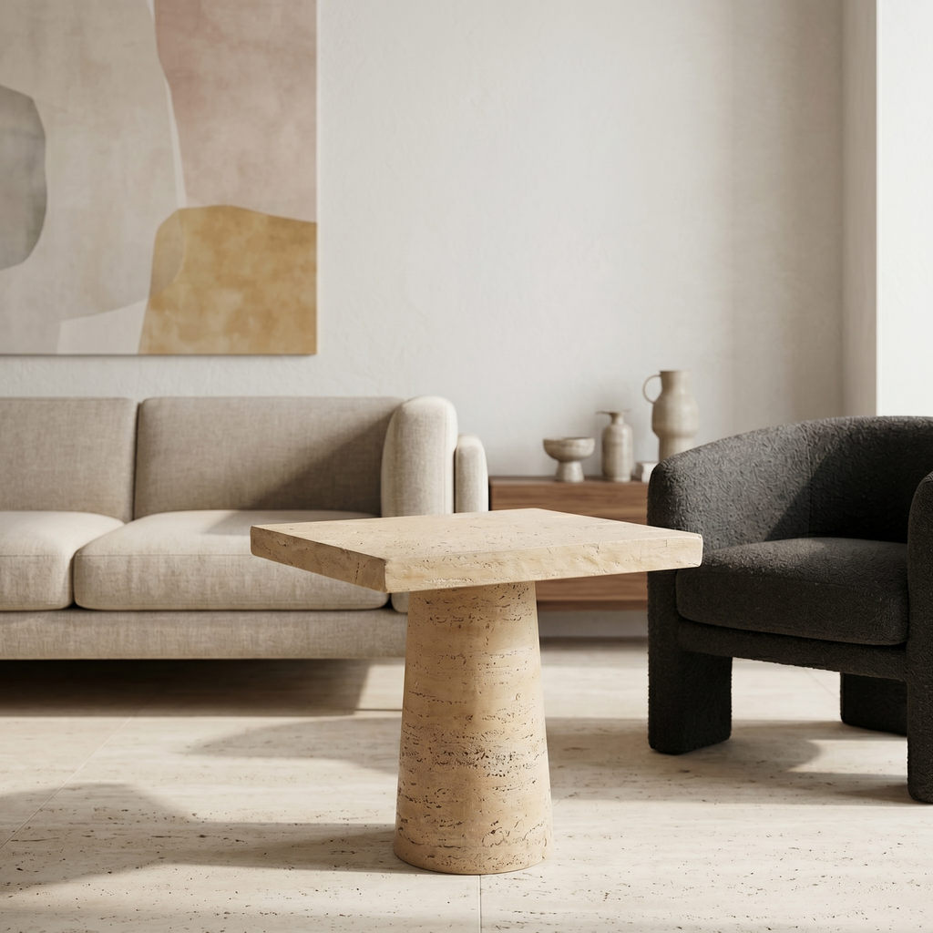 CREAM SQUARE  SIDE TABLE