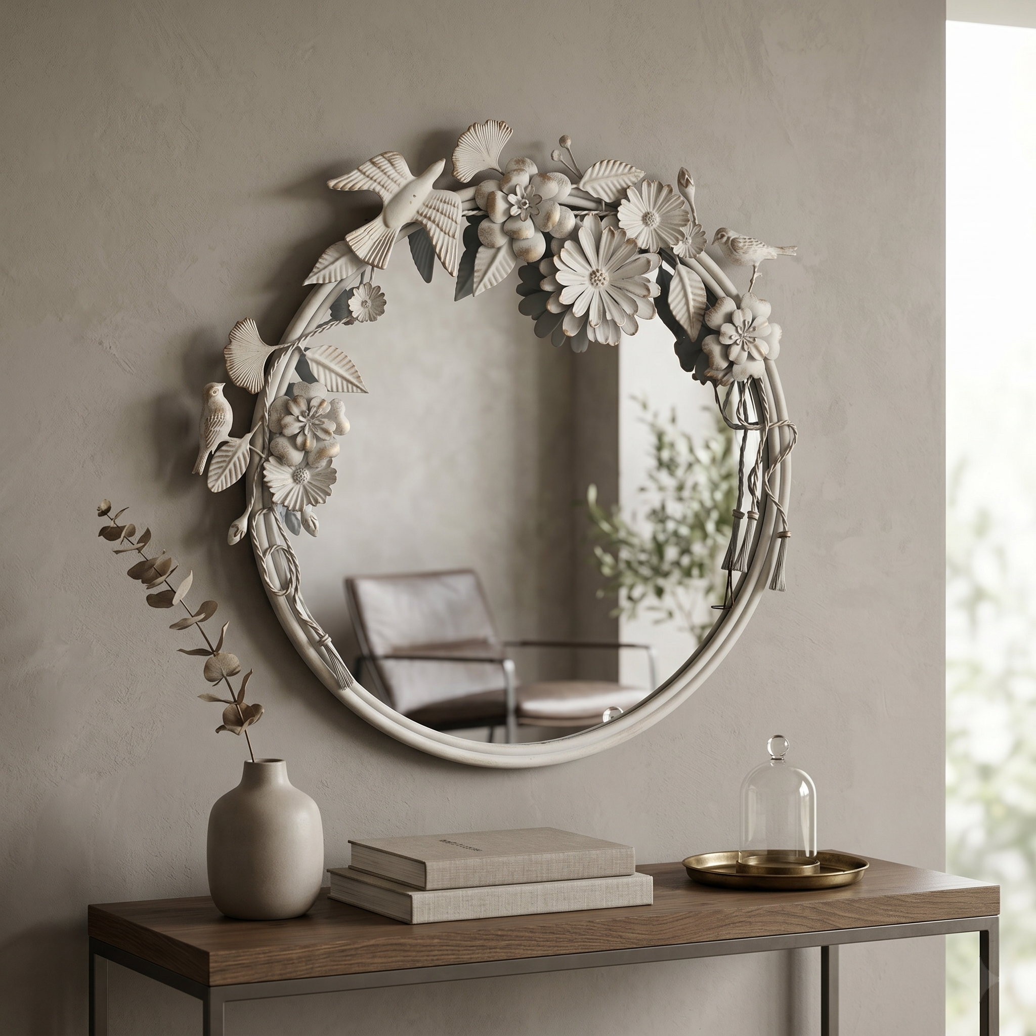 WHITE FRAME WALL MIRROR