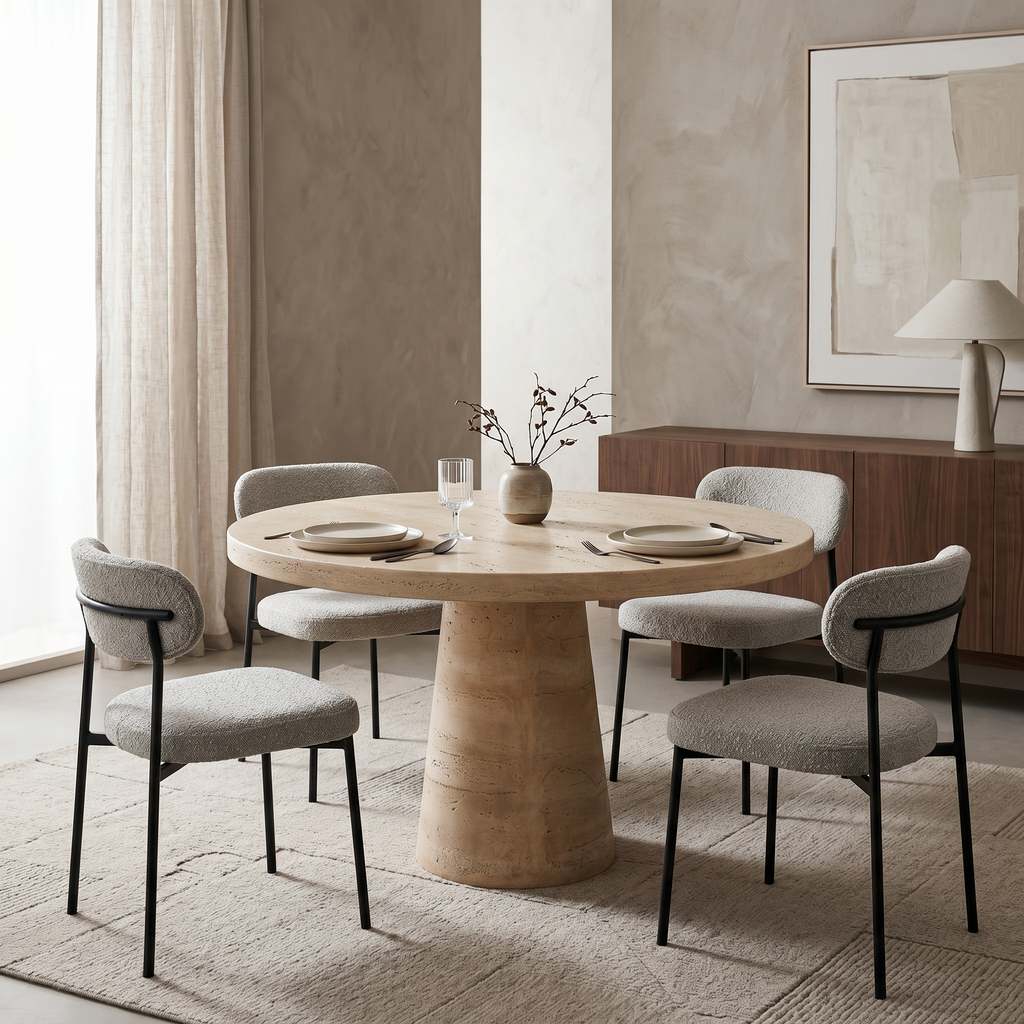 CREAM ROUND  DINING TABLE