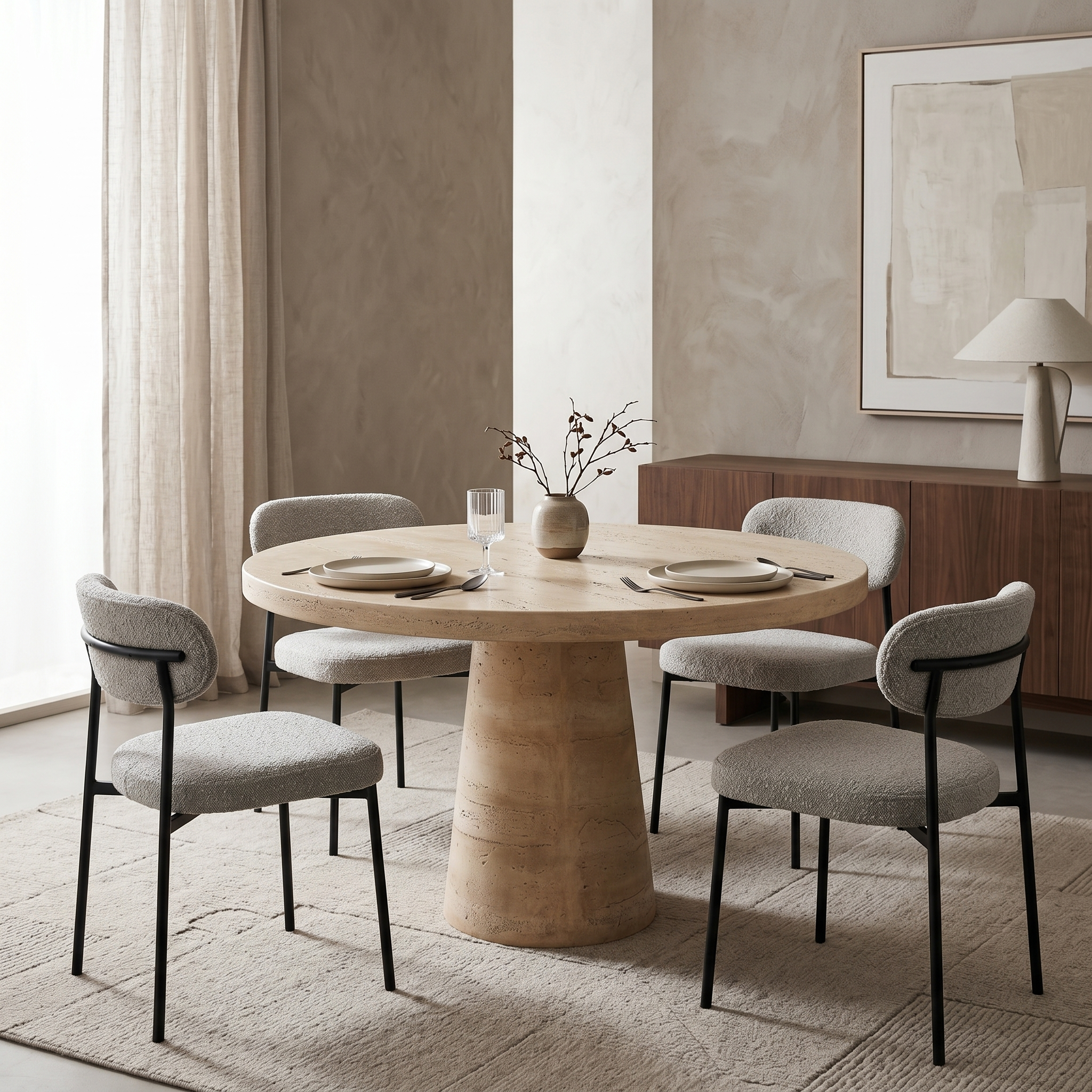 CREAM ROUND  DINING TABLE