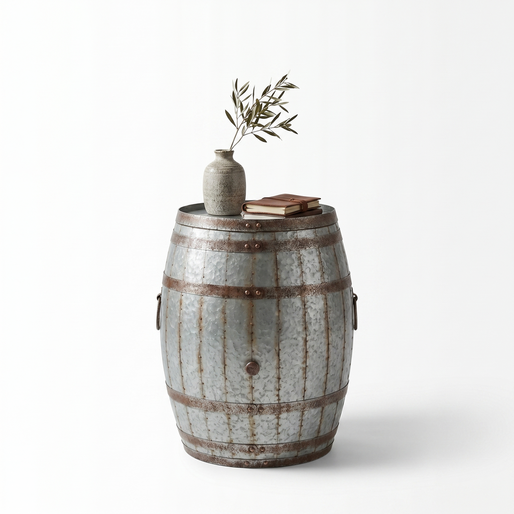 METAL DRUM  ACCENT TABLE