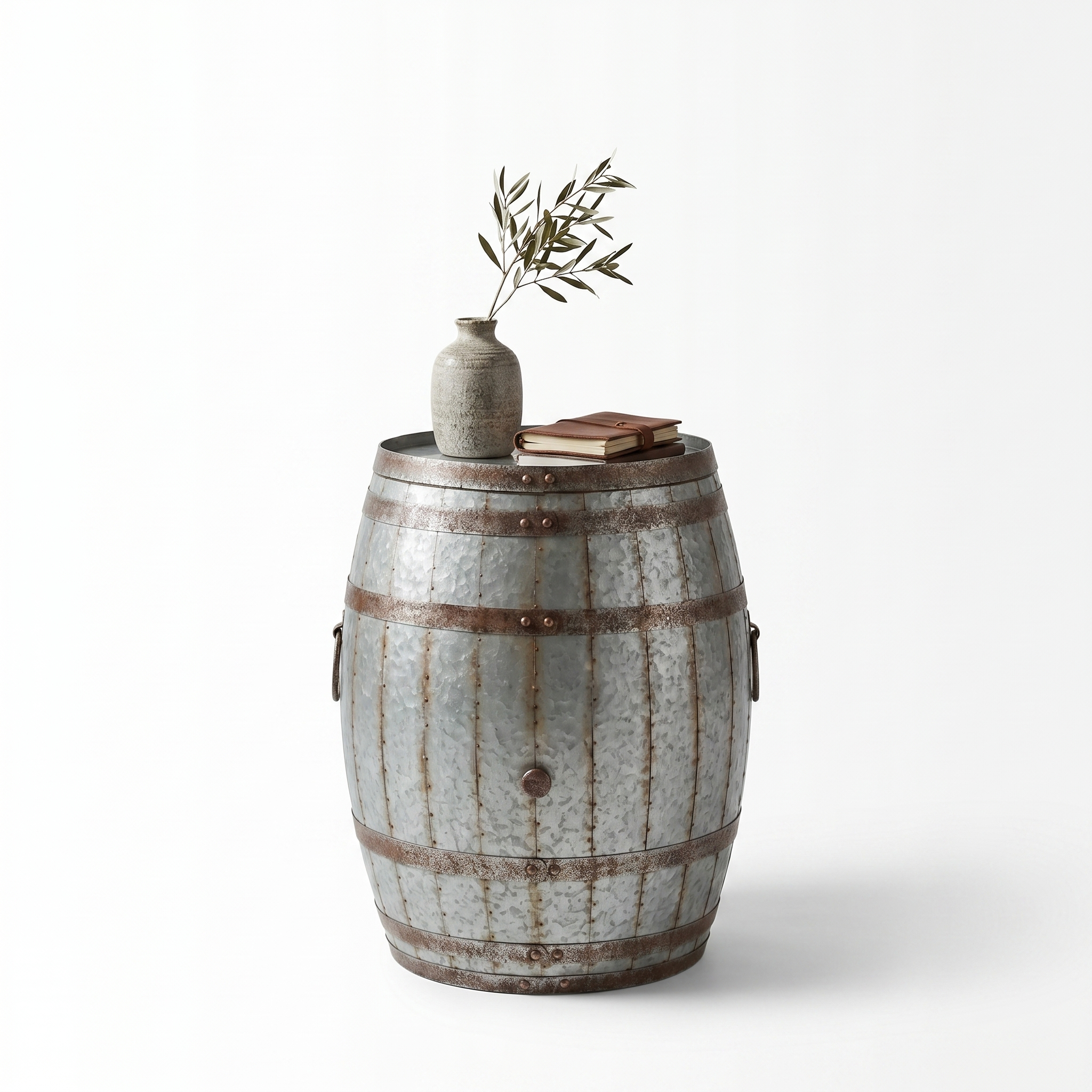 METAL DRUM  ACCENT TABLE