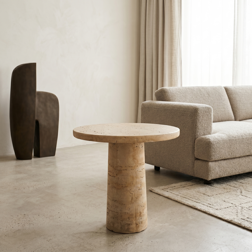 CREAM ROUND  SIDE TABLE