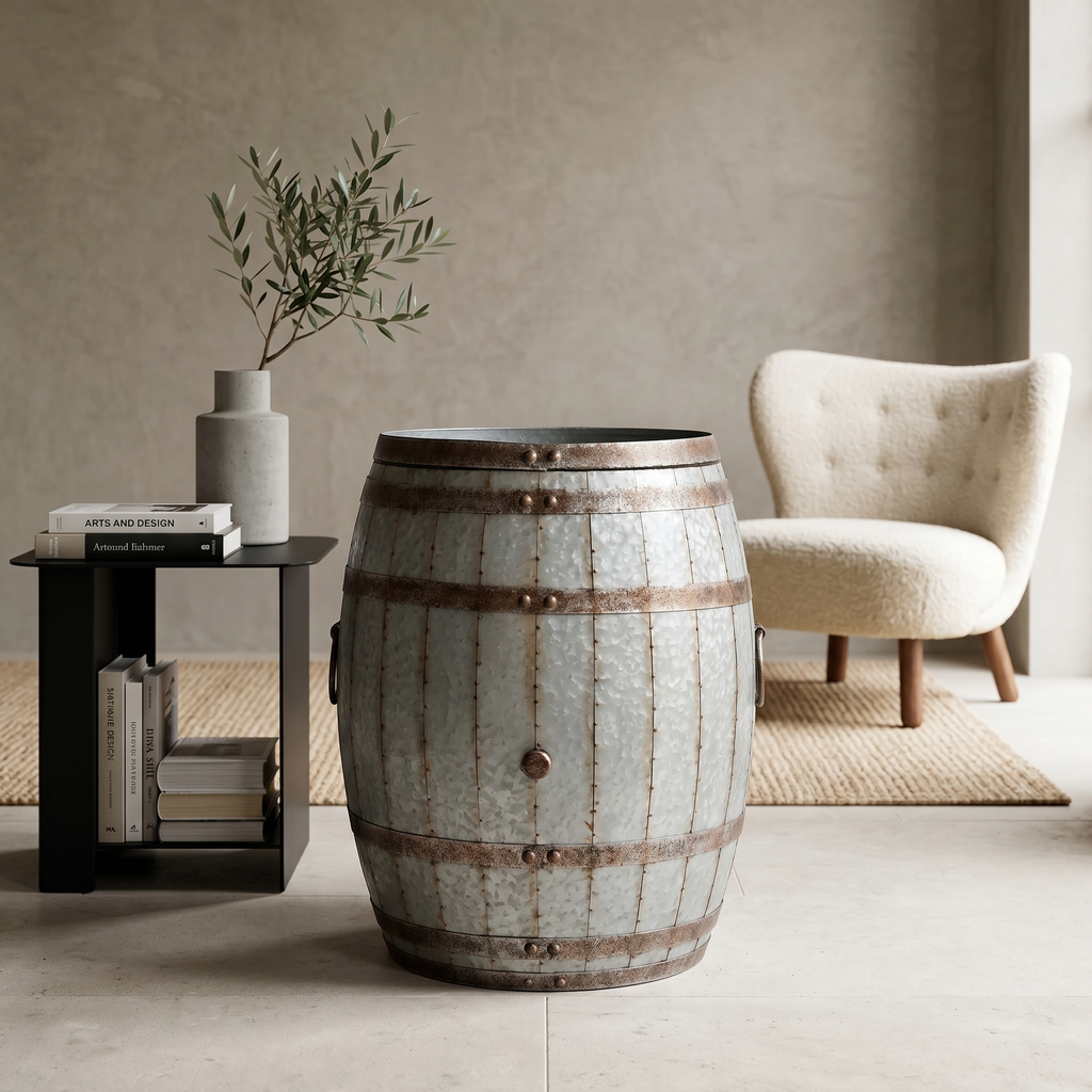 METAL DRUM  ACCENT TABLE