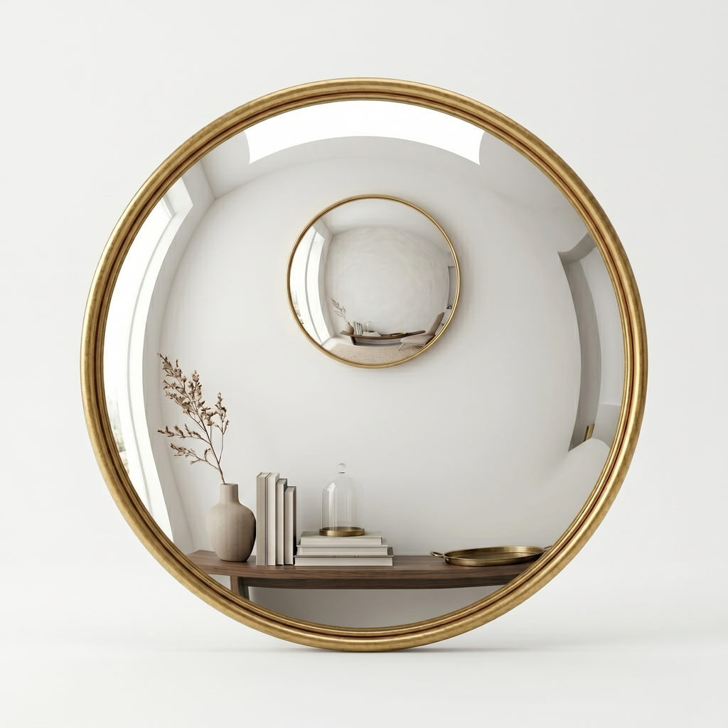GOLD FRAME WITH CONVEX GLASS MIRROR