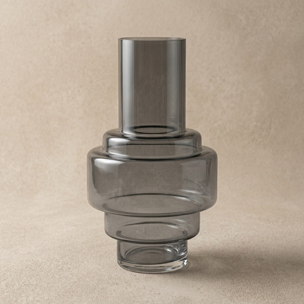 GEOMETRIC SMOKE LUSTER GLASS VASE