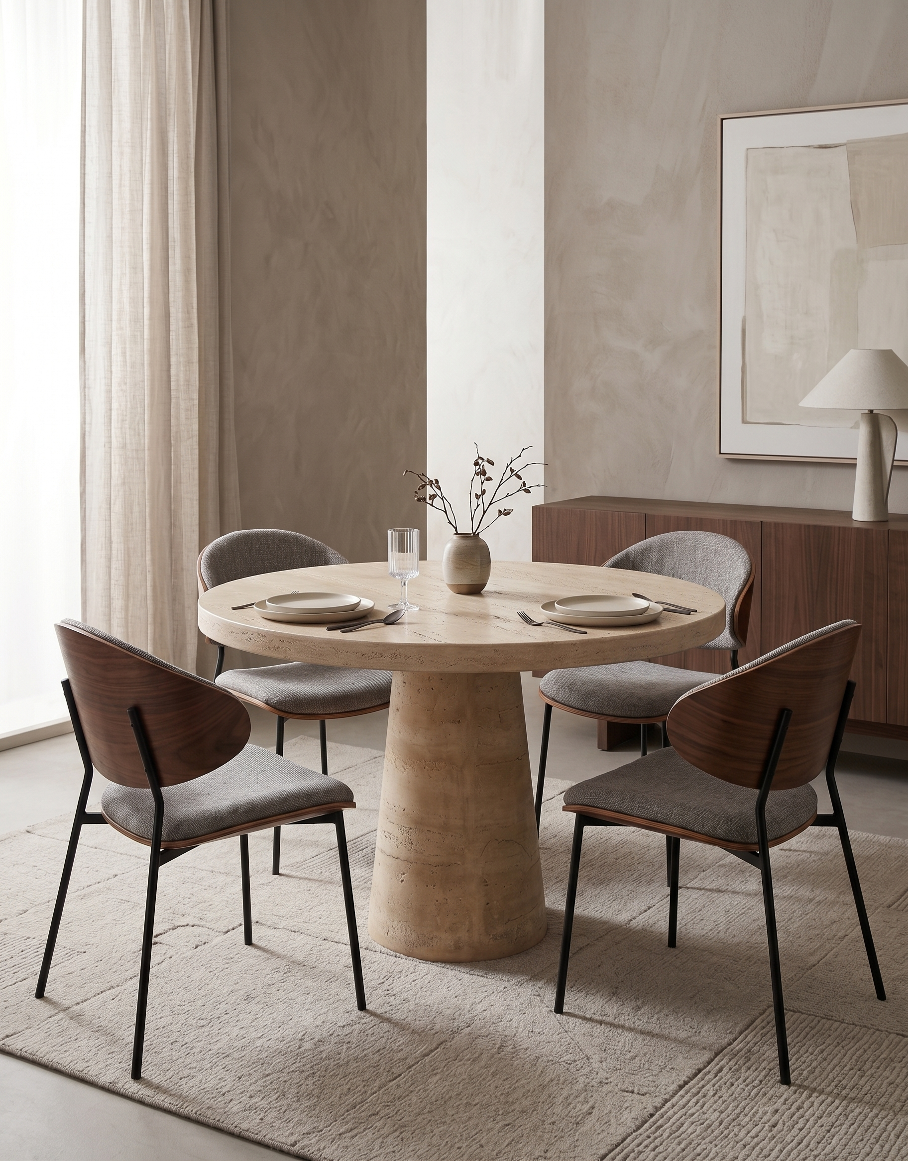 CREAM ROUND  DINING TABLE