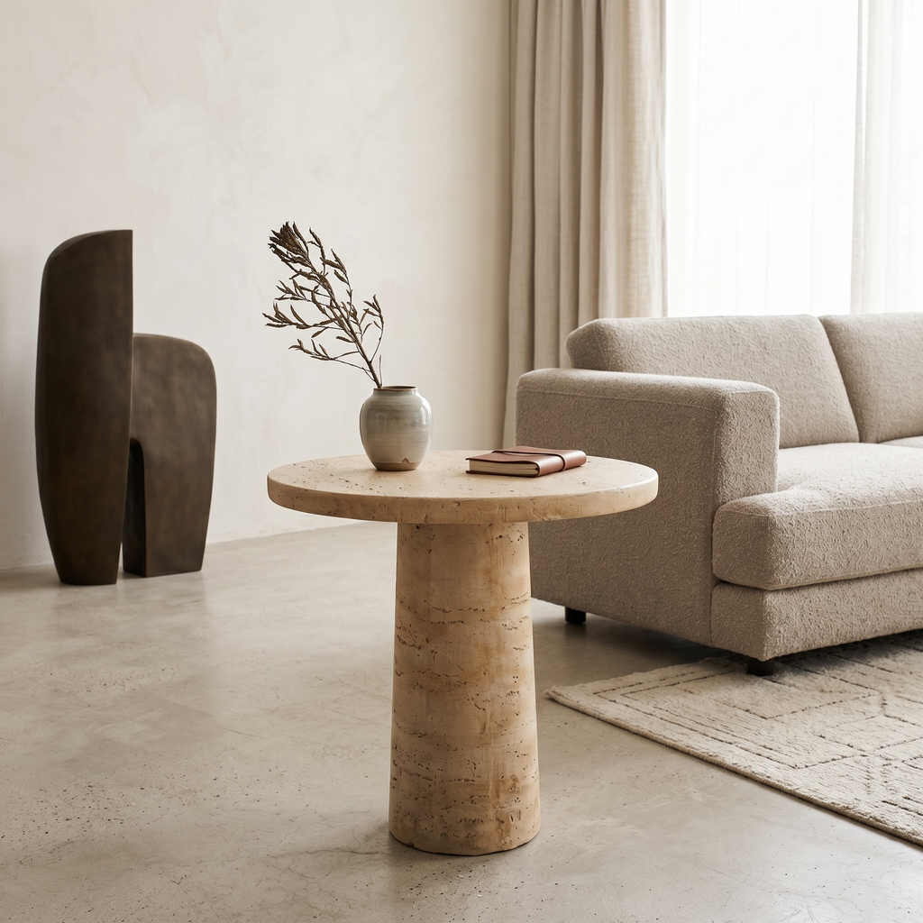 CREAM ROUND  SIDE TABLE