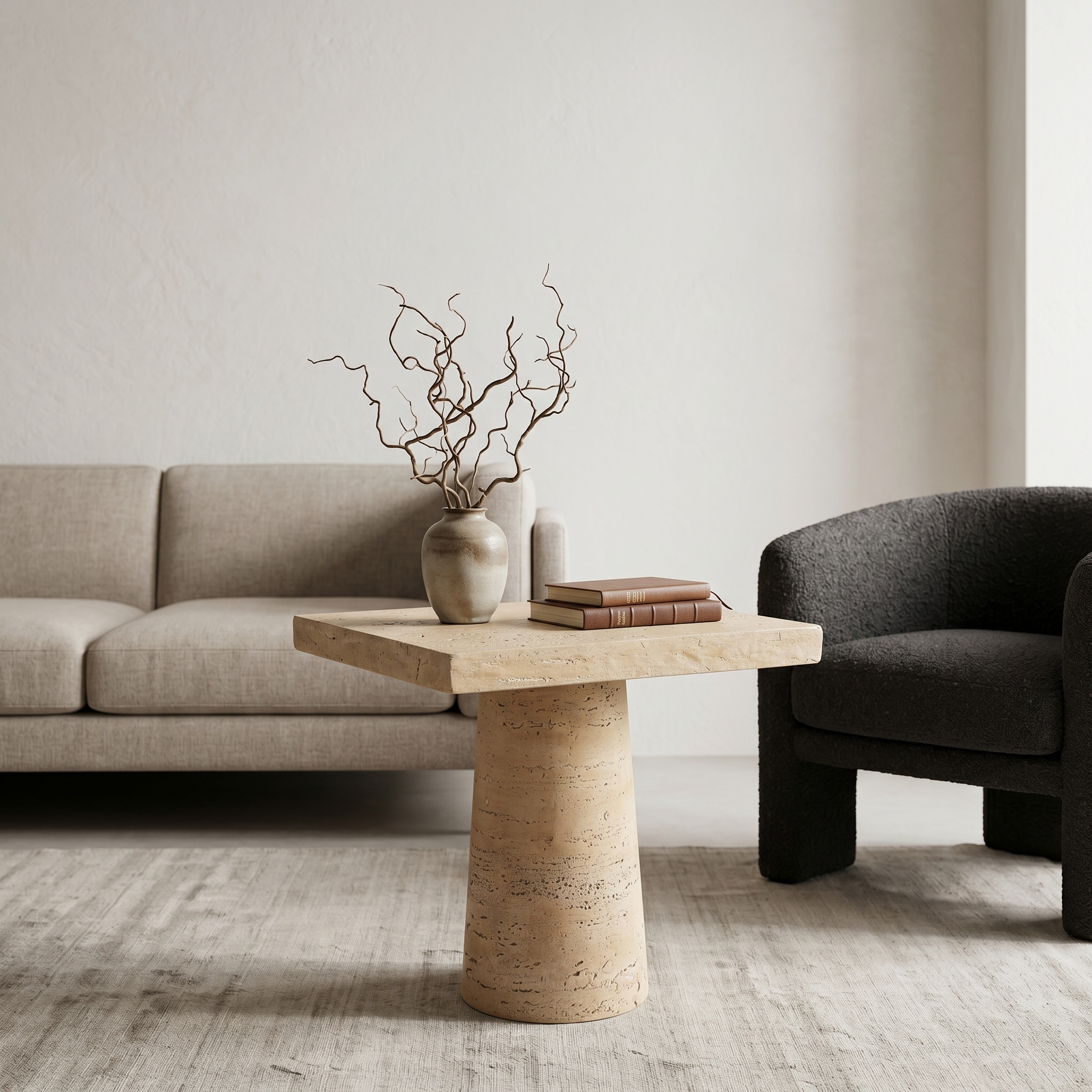 CREAM SQUARE  SIDE TABLE