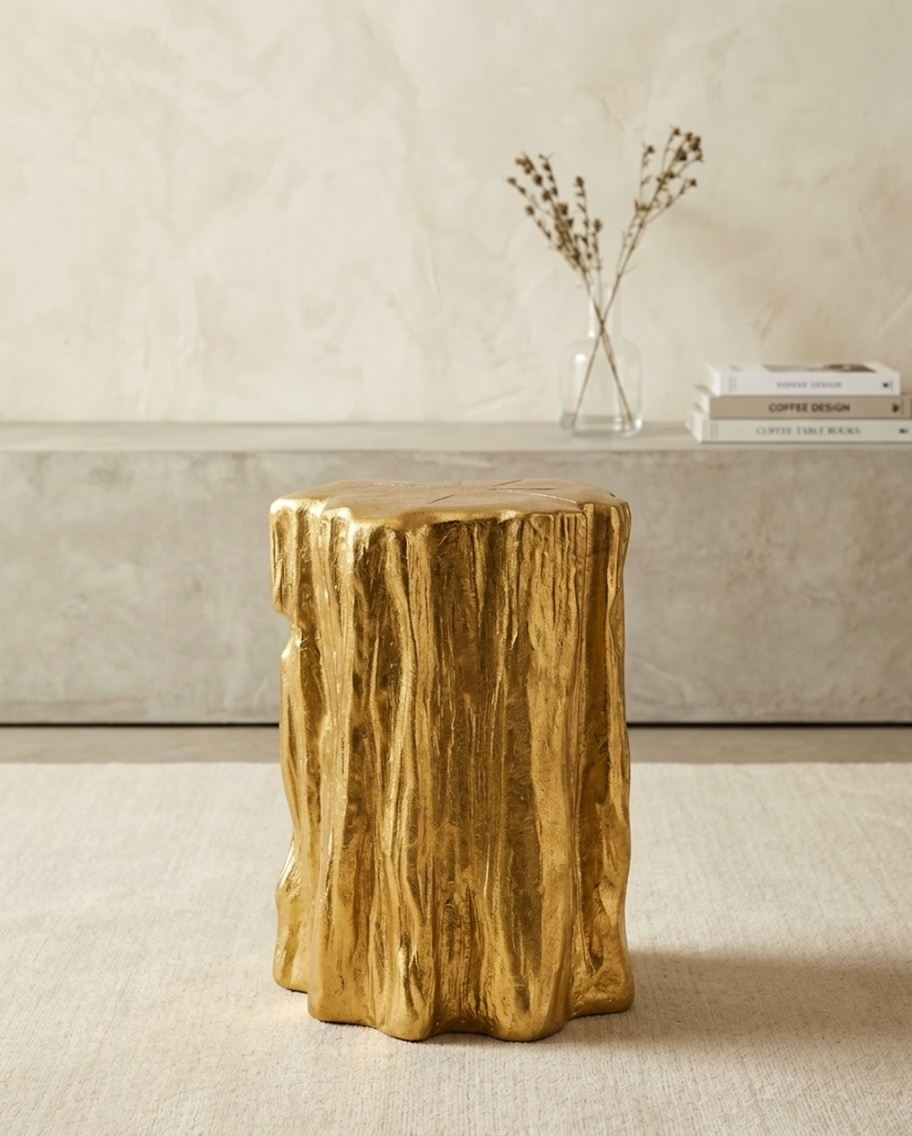 GOLDEN TREE TRUNK STOOL
