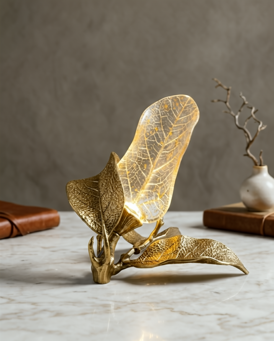 3 GOLD LEAVES TABLE LAMP