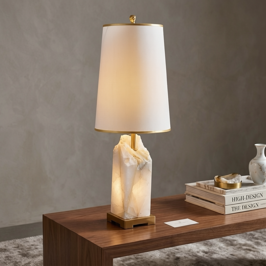 TABLE LAMP WHITE MARBLE BASE