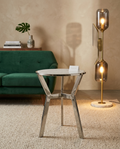 SILVER SIDE TABLE WHITE MARBLE TOP